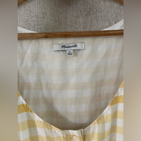 Madewell Button-Front Tiered Mini
Dress Yellow Gingham Dress - Picture 6 of 9